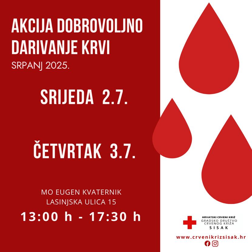Slika: Dvodnevna akcija darivanja krvi u srpnju – pridružite se!