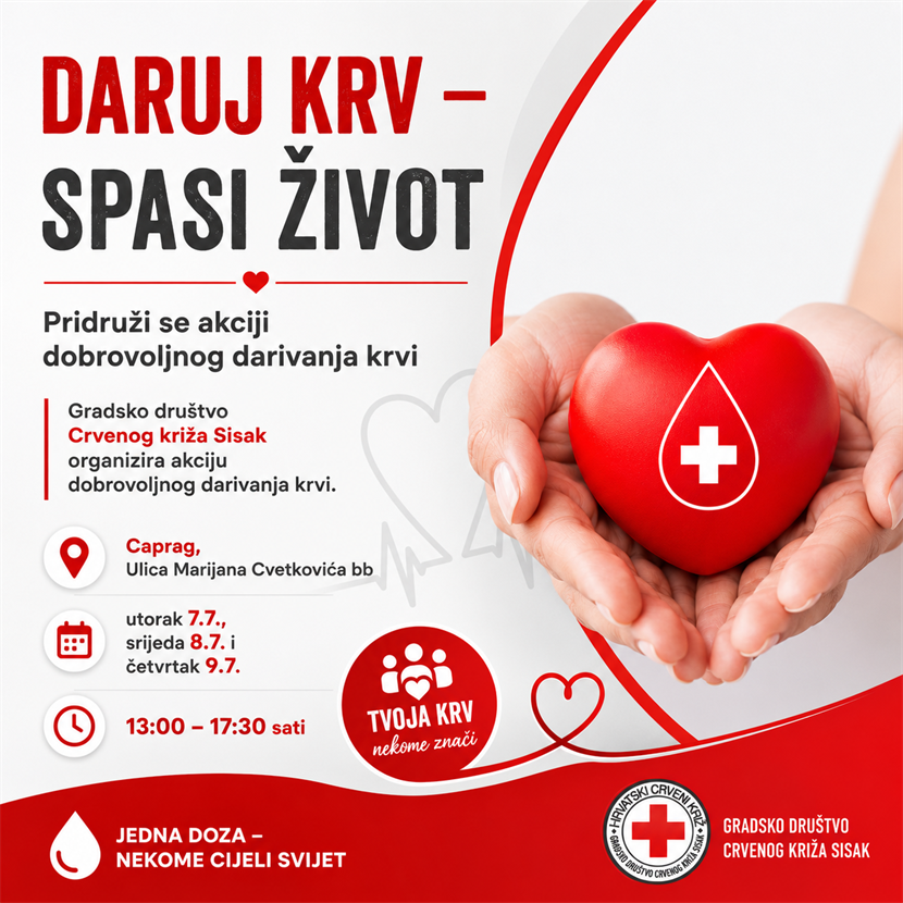 Slika: Akcija dobrovoljnog darivanja krvi u Capragu – pridružite se i spasite život